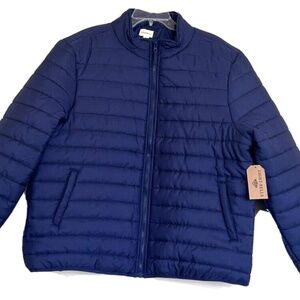 Eight Bells Men's Puffer Vest Quilted Long Sleeve Jacket Blue Size Large NEW